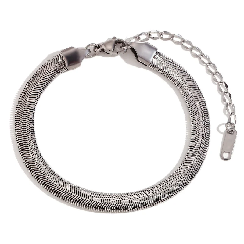 6mm Snake Chain Bracelet-Steel Color