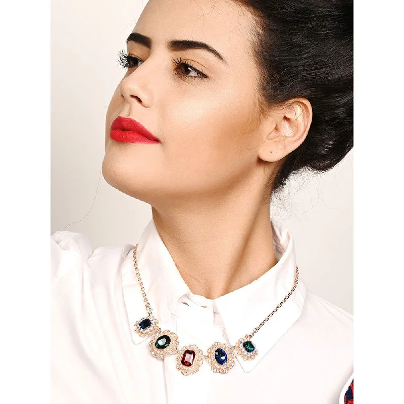 women’s celestial necklaces-women’s celestial necklaces-Odette Multi-Coloured Pearl and Rhinestone Collar Necklace