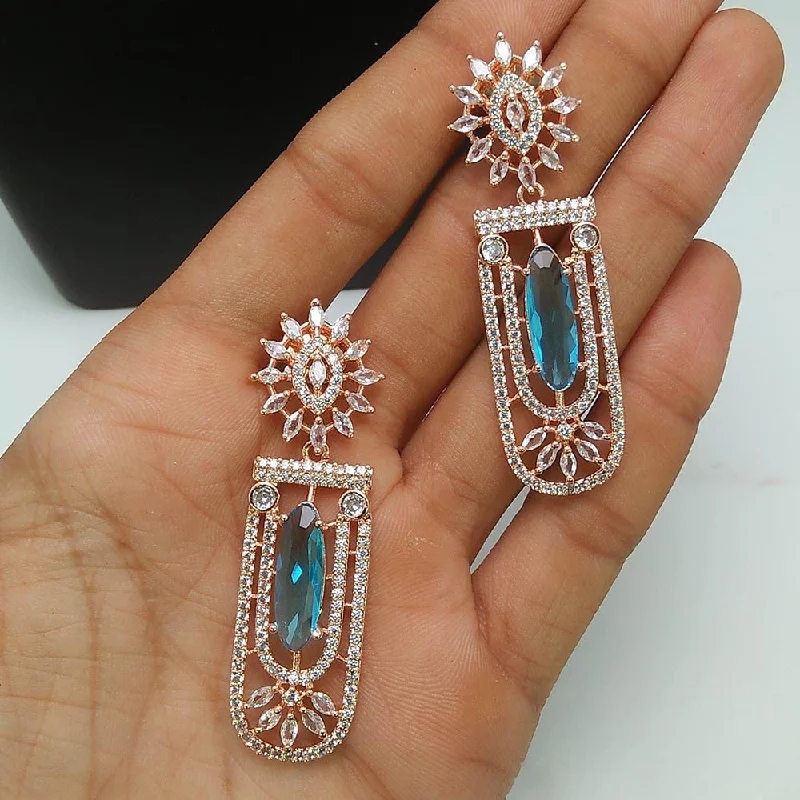 women’s designer earrings-Manisha Jewellery Rose Gold Plated AD Stone Dangler Earrings