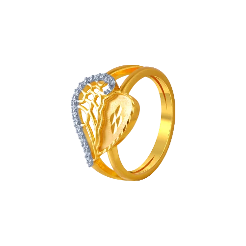 women’s custom design rings-14KT (585) Yellow Gold And American Diamond Ring For Women