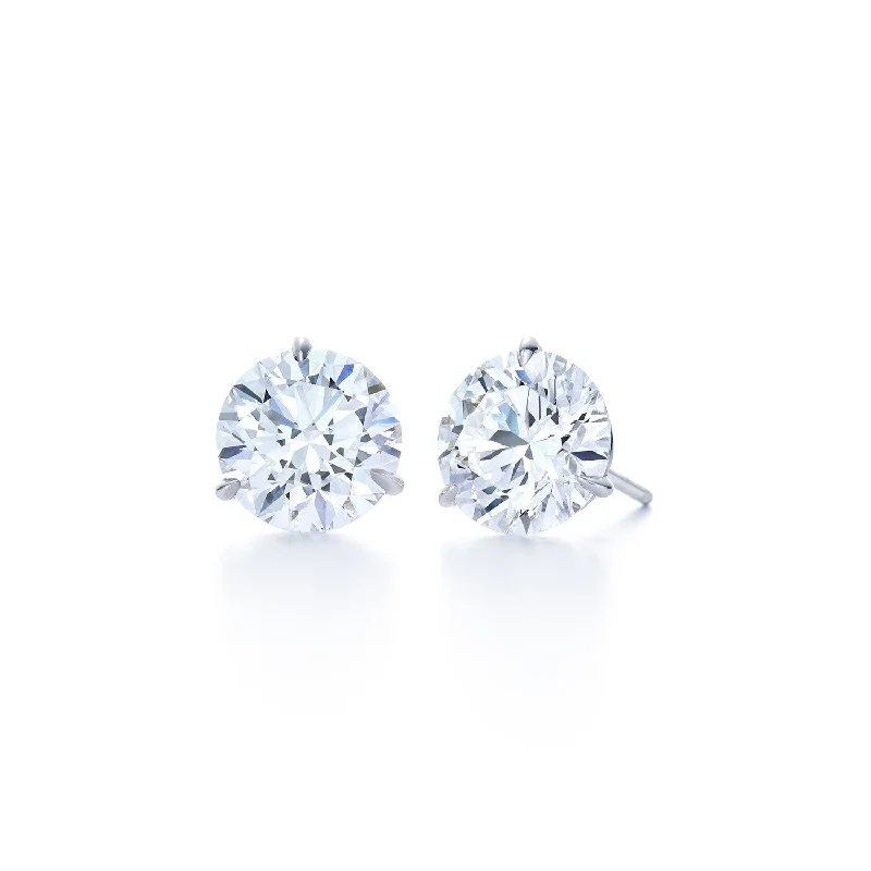 women’s crystal earrings-14k Round Diamond Stud Earrings in 3-Prong Martini Grade AA