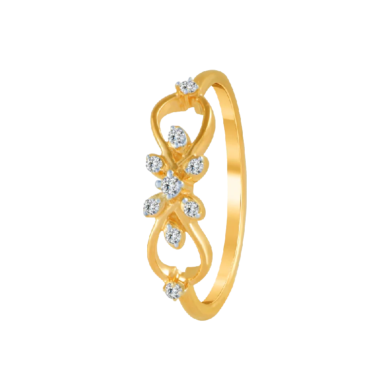 women’s silver rings-18KT (750) Yellow Gold And Diamond Ring For Women