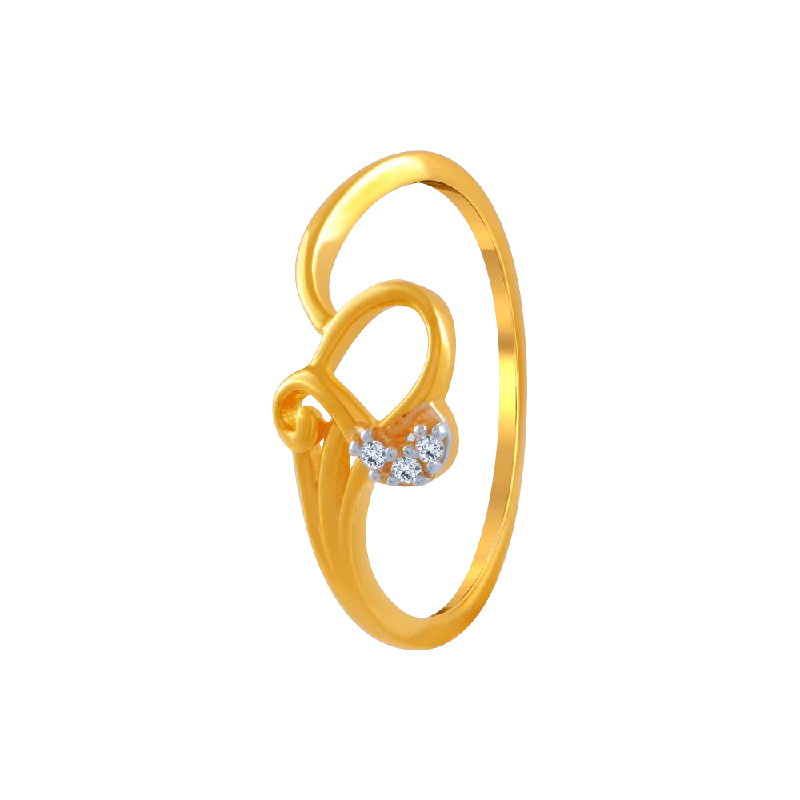 women’s statement silver rings-14KT (585) Yellow Gold And American Diamond Ring For Women