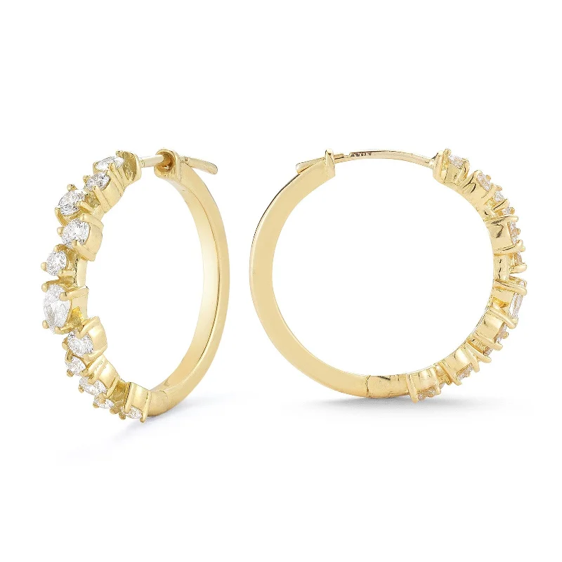 women’s petite earrings-Stardust 0.96ct Diamond Hoop Earrings in 18K Yellow Gold