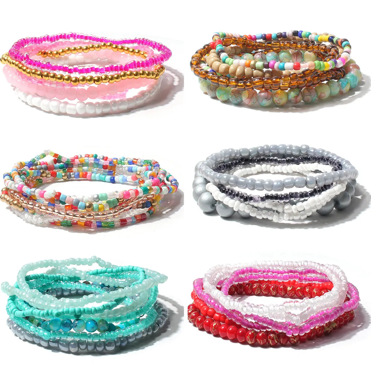 women’s colorful bracelets-Bohemian Color Block Seed Bead Wholesale Bracelets