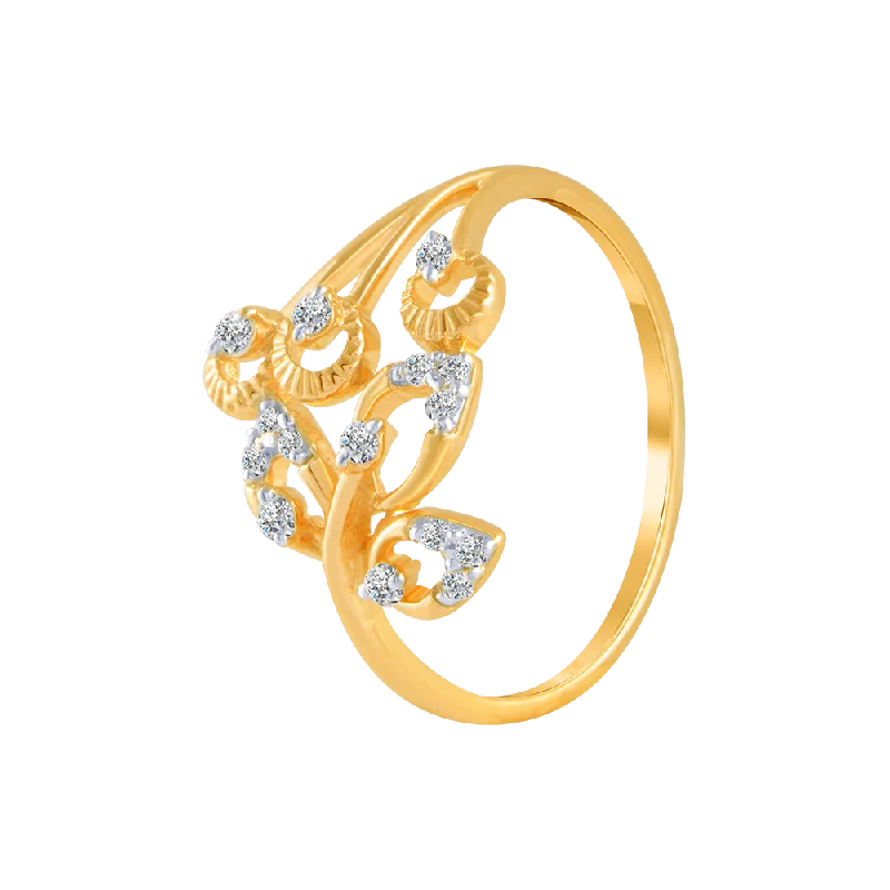 women’s plain gold rings-18KT (750) Yellow Gold And Diamond Ring For Women